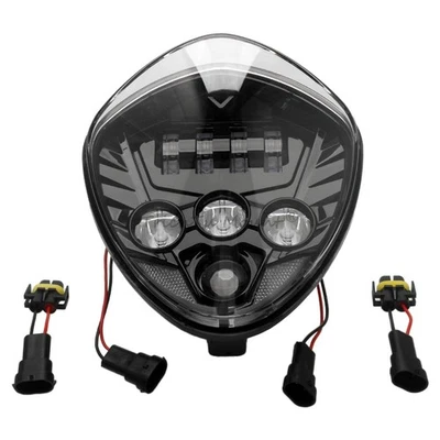 LED Headlight Clear Lens W/High/Low Beam Black For Victory Cross Country 2014-16 - Изображение 1 из 4