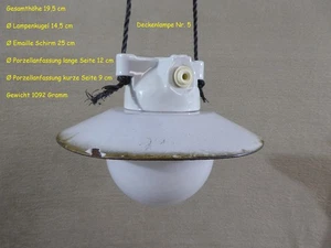 Kugellampe Porzellanlampe Emailleschirm Deckenlampe Stalllampe Hoflampe Art Déco - Bild 1 von 8