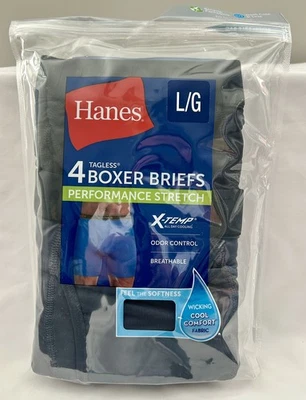 Paquete de 4 calzoncillos boxer Hanes para hombre X-Temp Cool Comfort control de olores talla L Foto 1 de 2