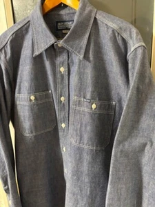 IRON HEART 10 oz Selvedge Chambray Western Shirt Blue XXXL Blue From Japan - Picture 1 of 11
