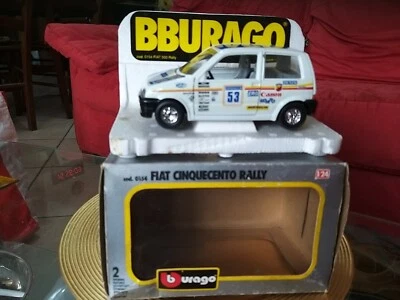 Modellino Fiat 500 Cinquecento bianca Rally cod 0154 Burago Scala 1/24 Anni 90 - Immagine 1 di 4