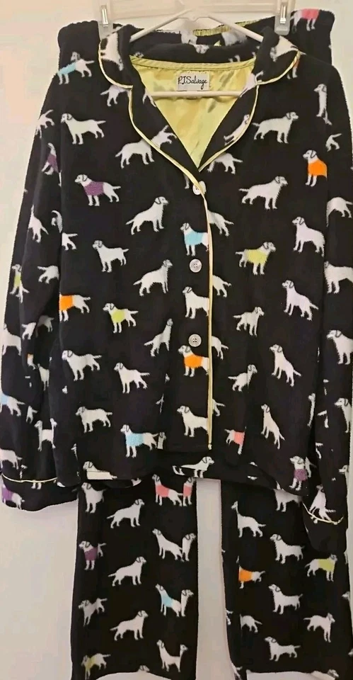 PJ Savage Pijama Set XL Acogedor Grueso Confort Perros Animales Negro  Foto 1 de 4
