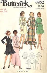 1970's Butterick Misses' Dress Pattern 6852 Size 16 UNCUT - Picture 1 of 2