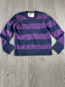 American Eagle Blue And Purple Striped Long Sleeve Sweater Women’s Size M - Picture 1 of 9