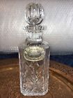Royal Brierley Crystal Square Whiskey Decanter - 10-3/4" tall, plus label