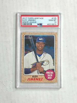 ELOY JIMENEZ 2017 Topps Heritage Minors SP RC #125! PSA GEM ESTADO PERFEITO 10! ORÍOLOS! - Imagem 1 de 3