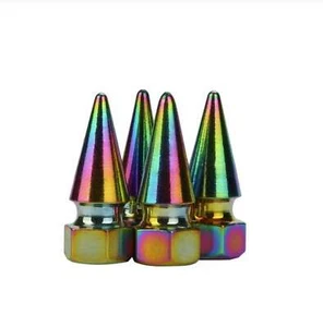 4x Oil Slick Arrow Tip Car / Schrader Valve Caps - Picture 1 of 2