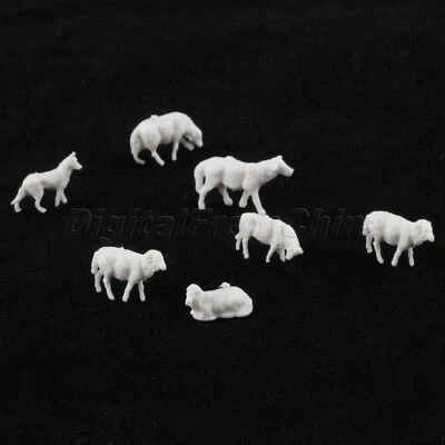 30Pcs Unpainted White Sheep 1:87 HO Scale Farm Animals For Train Rail Scenery - Image 1 of 4