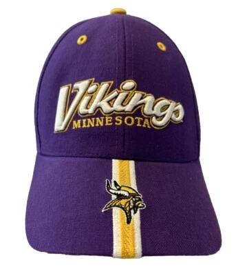 Vintage Minnesota Vikings Adjustable Hat  Twins Enterprise Purple Yellow Stripe - Image 1 of 4