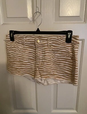 Shorts curto sexy feminino Michael Kors marrom e marfim estampa de zebra tamanho 6 novo sem etiquetas - Imagem 1 de 4