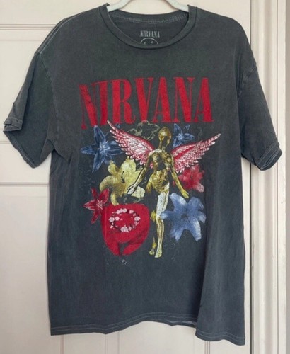 Nirvana T-Shirt Nera a Maniche Corte per Bambini | Maglietta Grafica con Logo Giallo per Bambini | Abbigliamento Unisex per Adolescenti di Grunge Music Band | Top Giovanile Stile Vintage