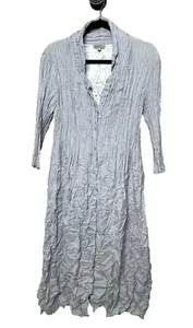 Vestido Alquema Plateado Talla 2 Aplastado Largo Midi Abotonado Manga Codo 12 - Imagen 1 de 8