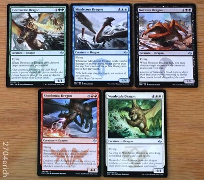 Set of 5 Fate Reforged Uncommon Dragons / 5 Colors *NM* English MTG Destructor - Image 1 of 2