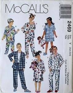 McCalls 2469 Boys Girls Pajamas Nightshirts Sewing Pattern Sz 3-6