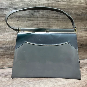 Naturalizer Handbag Purse Gray Gold Tone Metal Frame & Accents Vintage - Picture 1 of 9
