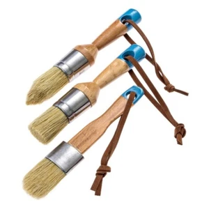 3Pcs Round and Flat and Pointed Chalk Wax Paint Brush Natural Bristle Brush Tool - Picture 1 of 9