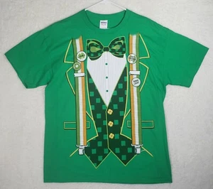 St. Patrick's Day T-Shirt LUCKY IRISH SUSPENDERS Green Mens Adult Size L NEW - Picture 1 of 9