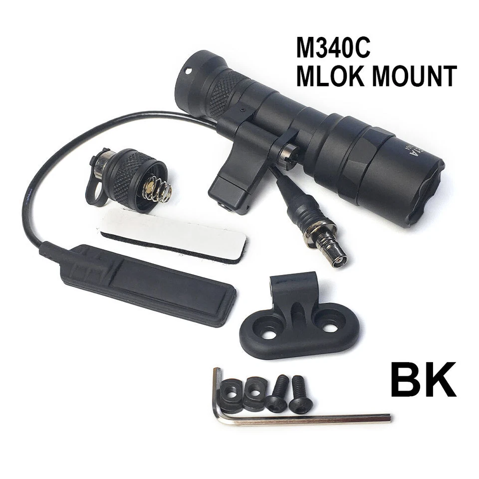 Tactical M340C Flashlight 500 Lumen LED Weapon Light + Mlok Mount For 20mm Rail - Image 1 of 4