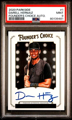 2020 Parkside Founder's Choice Collection Auto #1 Darell Hernaiz PSA 9 POP 1 - Image 1 of 3