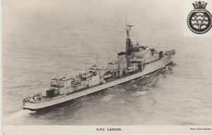 H M S Carron Navy News Committee Crown Postcard - Picture 1 of 2