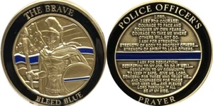 The Brave Bleed Blue - Police Officer's Prayer - Law Enforcement Challenge Coin - Bild 1 von 5