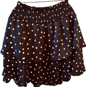 Maison Jules M NWT Polka Dot Smocked Tiered Skirt Navy Women JRS - Picture 1 of 8