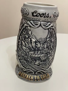 Coors Brewing Co. Tazza di pietra da collezione birra montagne rocciose uomo grotta luce treno - Foto 1 di 8