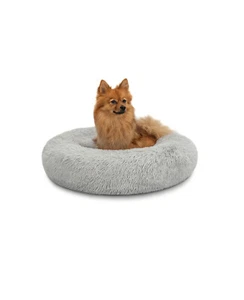 lionto Cama perros redonda cojín gatos sofá donut (L) 60 cm Ø gris claro - Imagen 1 de 5