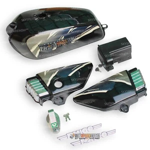 Fuel Tank With Side Penal & Tool Box Set Black compatible With Yamaha RX100 - Foto 1 di 23