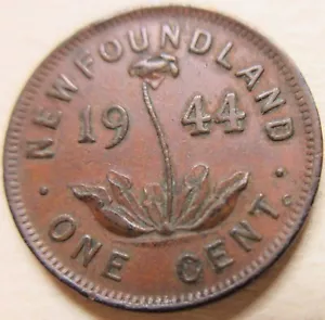 1944 Canada Newfoundland Small Cent Coin. BETTER GRADE Penny 1p 1c (CR) - Picture 1 of 2