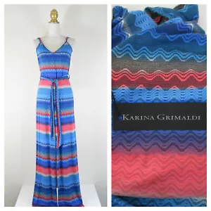 Revolve Karina Grimaldi Jumpsuit Pullover blau rosa gestreift Chevron Jaida Gr. S - Bild 1 von 12