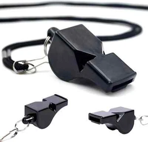 3 PCS Premium Ball-Less Whistles with Thick Braid Lanyard, Professional Black - Picture 1 of 3