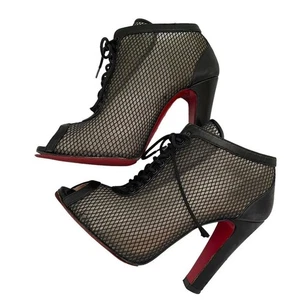 Christian Louboutin Botas Botines Zapatos EU 36.5 US 6.5 Cuero Malla Negro Au... - Imagen 1 de 24