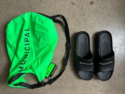 Municipal Sports Podium Float Waterproof Gym Logo Black Slides Shoes Size 12 - Image 1 of 3