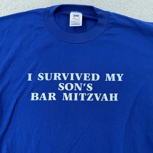 Vintage I Survived My Son's Bar Mitzvah Shirt Mens Large Blue Jewish USA 90s - Picture 1 of 8