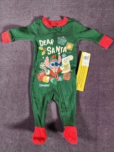Pigiama Disneyland Stitch pezzo unico neonato footie nuovo con etichetta Natale Babbo Natale body - Foto 1 di 11