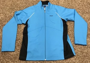 reebok womens m blue black polyester full zip jacket a25 - Picture 1 of 3