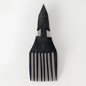 Vintage African Carved Wood Hair Comb Woman Decorative Tribal Folk Art Erotica - Picture 1 of 6