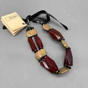 Gargantilla Boho Masha Archer Collar Facetado Cuerno de Búfalo Jaspe Latón Cuentas Heishi - Imagen 1 de 11