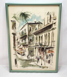 Stampa vintage John Haymson incorniciata Royal Street New Orleans firmata balcone a colori - Foto 1 di 7