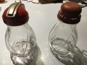 Distributore sciroppo vetro vintage Circle A Restaurant ware manico rosso + Nutchopper - Foto 1 di 4