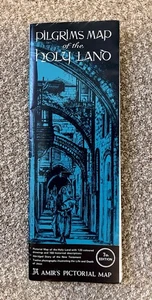 Vintage PILGRIMS MAP OF THE HOLY LAND, 7th Edition, 1982, Amir’s Pictorial Map - Picture 1 of 8