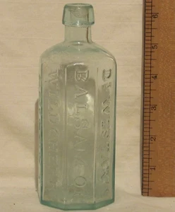 ANTIKE 1880 DR. WISTAR’S BALSAM AUS WILDKIRSCHE AQUAGRÜN GLAS 8-SEITIGE FLASCHE - Bild 1 von 6