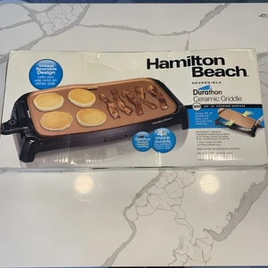Hamilton Beach - Plancha de cerámica reversible Durathon - Negra - Imagen 1 de 9