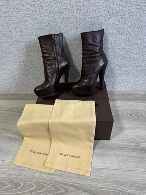 Auténticos Botines Louis Vuitton Plataforma Cuero Marrón 36 EE. UU. 6 Foto 1 de 4