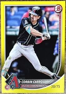 Bowman Corbin Carroll 2025 borde amarillo #30/75 Arizona Diamondbacks #96 - Imagen 1 de 2