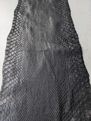 Genuine Python Snake Skin Piece  Sankeskin Leather  Aniline Black 40" Long - Image 1 of 4