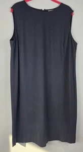J Jill Solid Black Knee Length Shift Dress Size 16 Stretch Career Office Mature - Picture 1 of 7