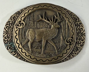 ADM Gürtelschnalle massiv Messing Elch Vintage - Bild 1 von 6