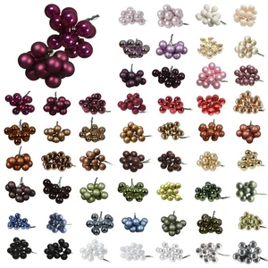 12 Weihnachtskugeln am Draht Glas 2cm mini klein Spiegelbeeren zum Basteln uni - Bild 1 von 53